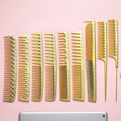 China Mini Rose Gold Luxury Electroplate Plated Fashionable Metal Aluminum Cut Titanium Hair Comb Set Honey Gold Wide Tooth Wedding Appearance for sale