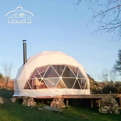 China Diagonal tying type luxury igloo geodesic dome steel structure camping tent hotel dome house trade show tent 8m diameter glamping round dome tent for sale