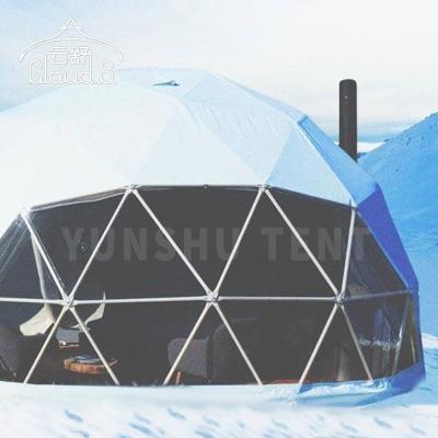 China Diagonal Bracing Type New Design Steel Frame Outdoor White Geodesic Dome Tent For Hotel Resort Site for sale