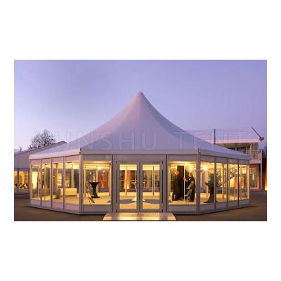 China Wedding high quality waterproof multi side pagoda white PVC tent for exhibition expo canteen wedding events for sale