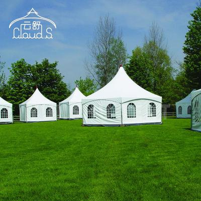 China Wedding Wind Resistant Waterproof Pagoda Side Tent With White PVC Coating For Outdoor Events for sale