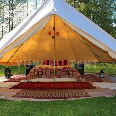 China Diagonal Tying Type Hot Sale 6-8 Person Canvas Bell Tent For Hotel Resort Tent for sale