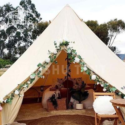 China Diagonal Tying Type Camping Canvas Tent Oxford Cloth Bell Tent For Glamping Base for sale