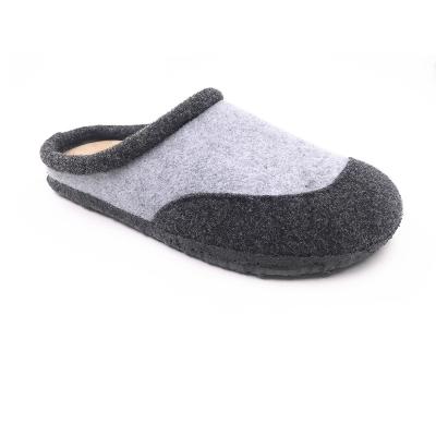 China 2022 fashion trend warm slipper wool felt upper rubber outsole black with gray felt for sale