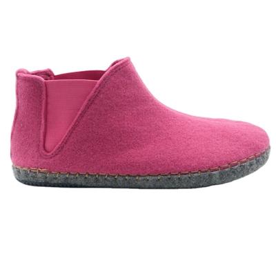 China 2022 fashion trend warm slipper wool felt upper rubber outsole fuchsia boot for sale