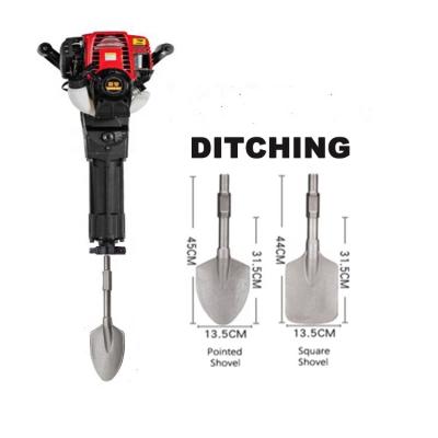 China High Efficiency 4 Stroke Portable Gas Powered Jack Hammer Small Gas Powered Digging Machine with Two Digging Shovels for sale