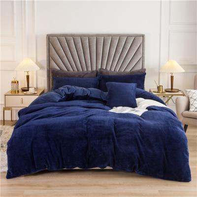 China Nondisposable Customized Fuzzy Comforter Duvet Cover Twin Size Hotel Velvet Bed Set for sale