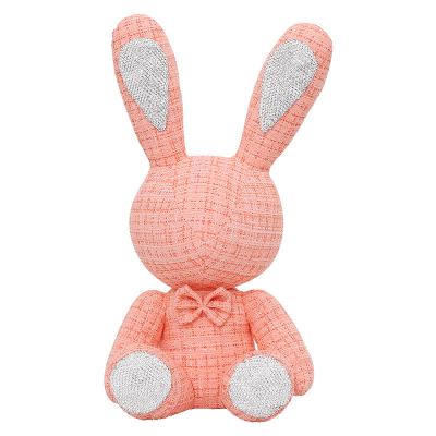 China Car Decoration Women Plush Doll Toy Animal Rabbit Bunny Diamond Key Chain Pendant Stylish Chic Stuffed Key Chain Pendant for sale