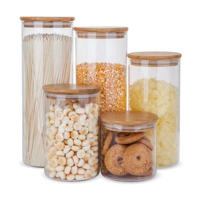 China Europe Glass Jar Wooden Lid Storage Jars Airtight Bamboo Lids for sale