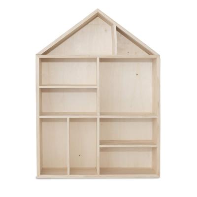 China Sustainable Wall Shape House Storage Wooden Shelf Hanging Rack for sale