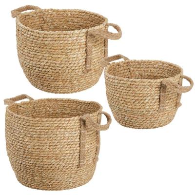 China Sustainable Storage Baskets Vintage Woven Basket Gray Laundry Basket Rectangular Woven Storage for sale