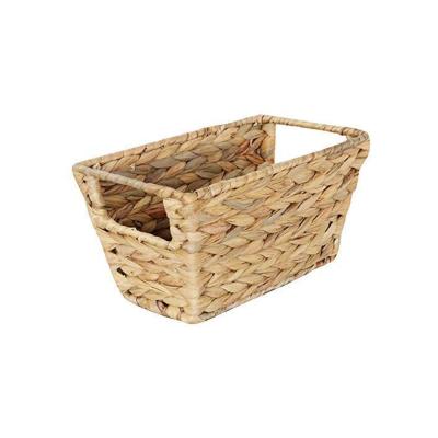 China Handwoven Water Sustainable Hyacinth Cube Storage Basket with Handles for sale