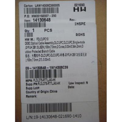 China Cable óptico PN 14130648 de Orinianl Huawei    Piezas, DLC/UPC, solo modo, el 100m, en venta