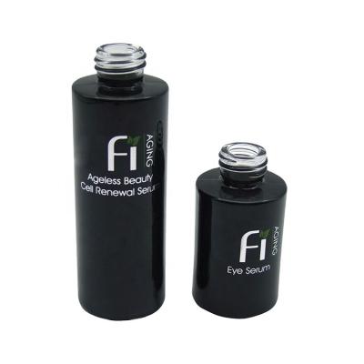 China Fashionable HAODEXIN 60ml Essential Oil Empty Black Bottle With Dropper Pipette Nitrile Glass Screen Printed 2oz Serum Glass Vials Wholesale for sale