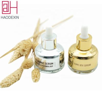 China HAODEXIN 30ml Essential Oil Serum Essential Oil Bottles With Nitrile Nitrile Wiper Bulb 1oz Luxury Gold Silver Dropper Bottle Glass Collars for sale