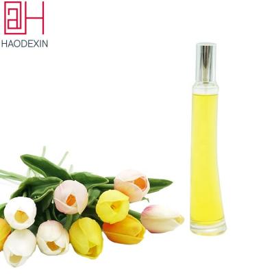 China Perfume HAODEXIN 50ml Women Lady Clear Glass Perfume Bottle With Pump Mist Sprayer Metal Cap Perfume Bottle Slim Tall Glass for sale