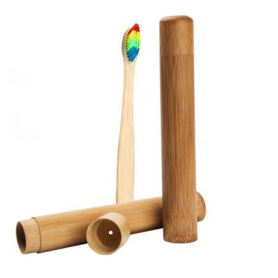 China Who respects the environment; Bambu Rainbow BPA Free 100% Biodegradable Bamboo Toothbrush With Case for sale