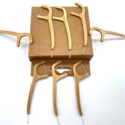 中国 2021 New Bamboo PE Dental Floss Pick, Popular Biodegradable Dental Floss Pick 販売のため