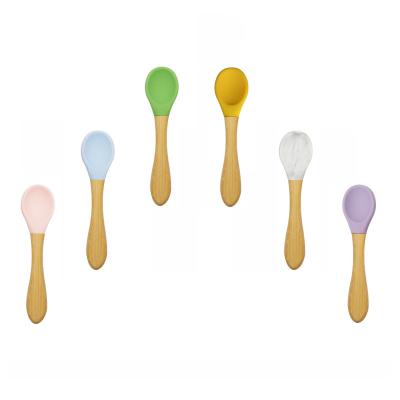 Cina Kids Food Grade Silicone Bamboo Baby Training Feeding Spoon in vendita