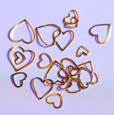 China Wholesale 500PCS/Bag Nail Art Decoration Alloy Heart Art Gold 3D Heart Nail Metal Slices Nail Art Decoration for sale