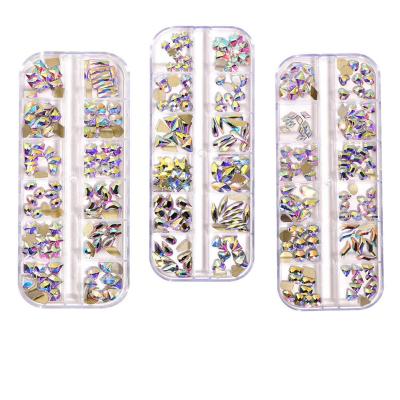 China Professional Bqueen Flat Bottom Nail Salon Product Stones K9 Crystals Rhinestones Resin ab Color Box For DIY Nail Accessories for sale