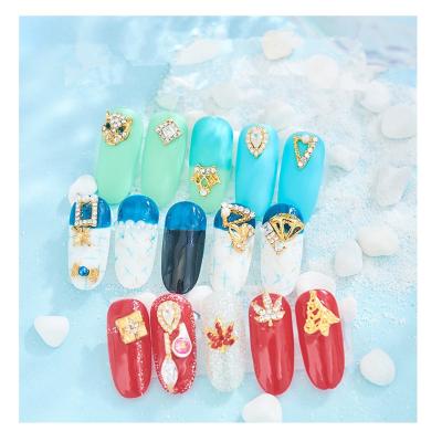 China 2022 Hot Sales Flat Bottom Bqueen Foil Zircon Gold Plating Alloy Luxury Nail Art Charms 3D Decorations for sale