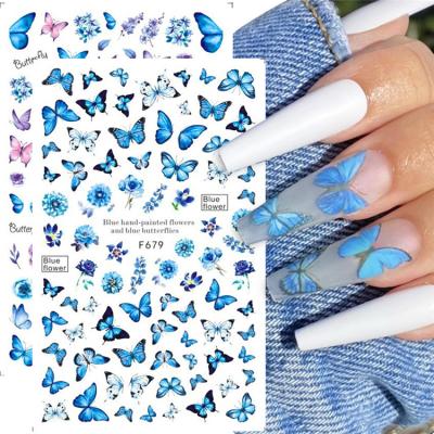 China Easily Apply 2022 New Hot Selling Colorful Butterfly Flower Factory Factory Gel Nail Polish Sticker DIY Nail Decal Nail Art Decoration Flower Design for sale