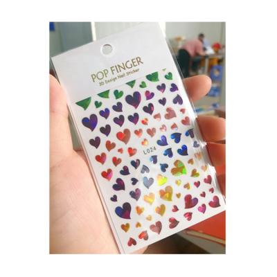 China 3D Nail Adhesive Nail Art Decals Holographic Nail Stickers Valentine Day Rose Heart Flower Butterfly Laser Adhesive Sticker Hot Sale 2022 Newest for sale