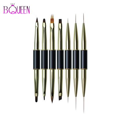 China NAIL Bqueen Customize Olives Acrylic Manicure Painting Tool Nail Art Double Side Gel Ombre Liner Brushes for sale