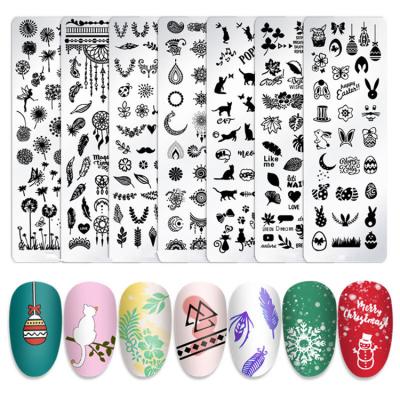 China New Design Finger Stamping Flats Nail Art Sticker Rectangle Nail Stamping Template for sale