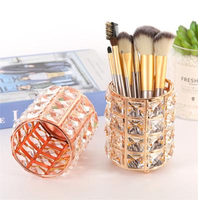 China Diy nail tools shinning crystal makeup brush box luxury nail brush container crystal brush jar for sale