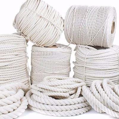 China Factory Wholesale 3 Strand Twisted Cotton Rope Eco-Friendly 6mm To 20mm Wall Hanging Custom Decor Knotting Cotton Rope for sale