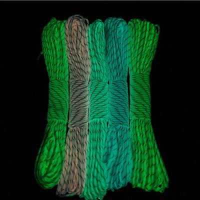 China Outdoor Camping Polyester Round Around 8mm Custom Reflective Rope Phosphor Paracord Rope 10mm x 15 Meters for sale