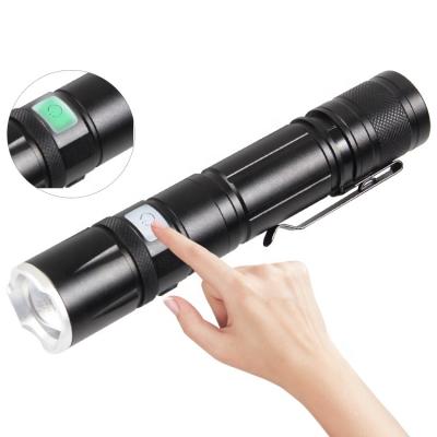 China Camping.Outdoor Top Selling Custom Black Aluminum Alloy Rechargeable Waterproof Zoom Led Powerful Flashlight for sale