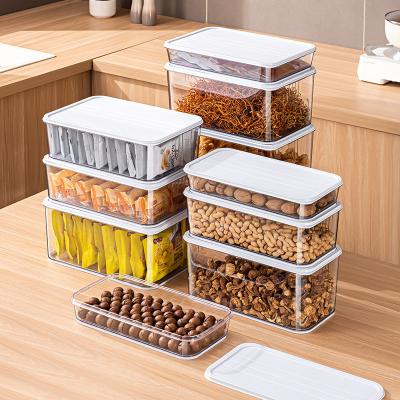 China Plastic Storage Bins with lid Clear Pantry Organizer Box Bin Containers for Organizing Household items for sale