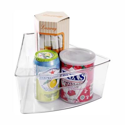 China Clear Transparent Fridge Fresh Container Plastic Corner Kitchen Cabinet Lazy Susan Storage Organizer Bins Food Safe for sale