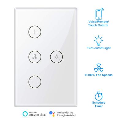 China Google Smart Wifi Fan Light Switch, In-wall Ceiling Fan Lamp Switch Works Home Touch Control Remote Control Alex Gold/white JX15 for sale