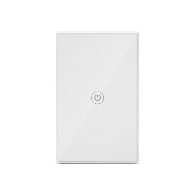 China tuya wifi smart 1Gang US glass touch screen wall light switch panal. app remote and Alexa/google assistant voice control for sale