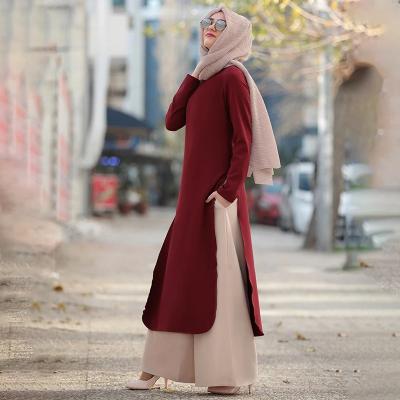 China Muslim Women's Anti-Wrinkle Abaya Clothing Muslim Middle East Clothing Fashion Long Dress Suit Two Piece Set for sale