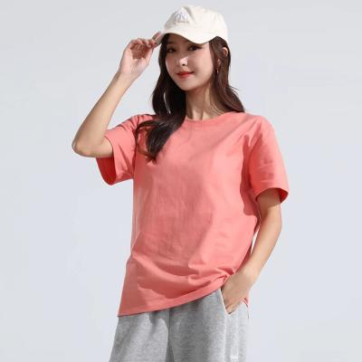 China 100%Cotton Plain Anti-Wrinkle T-shirts Women T-shirt Customized Logo Wholesale Plain Women T-shirts Oversized for sale