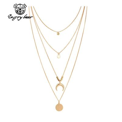 China 2022 Hot Selling Multilayer Gold Plated Moon Necklace Ladies Heart Necklace Star And Moon Romantic Jewelry for sale