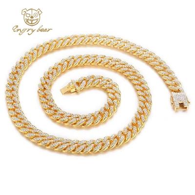 China TRENDY Hot Sale 13mm Mini Miami 12K Gold Plated Iced Out Cuban Necklace Mens Hip Hop Chain Fashion Jewelry In 2021 for sale