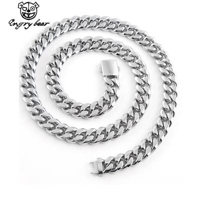 China 2021 TRENDY Hot Selling Miami Stainless Steel Necklace Hip Hop Titanium Steel Cuban Chain Necklace for sale