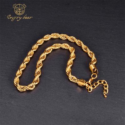 China Hiphop Crude Twist Necklace Tide Hip Hop Female Ins Stacked Style Temperament Simple Titanium Clavicle Wearing Steel Gold Plated Chain for sale