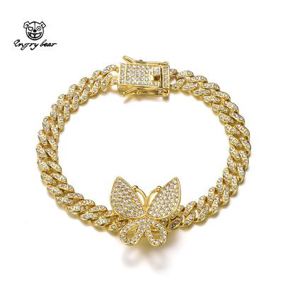 China Hot Selling Butterfly Bracelet Hip-hop Hip-hop Micro-inlaid European and American Zircon Personality Hand Jewelry Exquisite Wholesale for sale