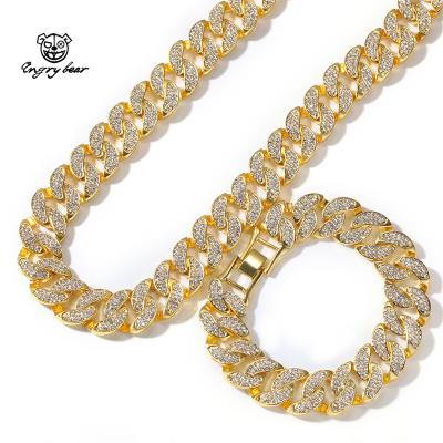 China European and American Hiphop Diamonds New European and American Diamond Miami Cuban Chain Trendy Men's Bracelet One Gold Plated Drop Delivery for sale