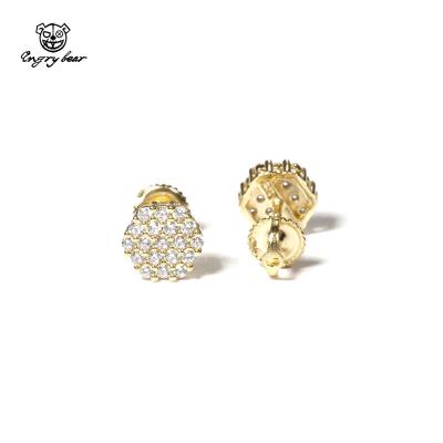 China TRENDY Hip Hop 925 Silver Stud Earrings 6 Single Sided Sterling Silver Micro Inlaid Zircon Stud Earrings for sale