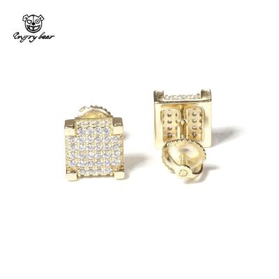 China 7 FASHIONABLE Silver Square Zircon Hip Hop Stud Earrings Men And Women S925 Full Days Delivery for sale