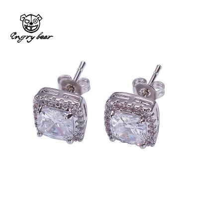 China Simple Trendy CZ Women Diamond Cuff Earrings For Girls Fork Jewelry Four Zircon Earrings Korea Wedding Gift for sale