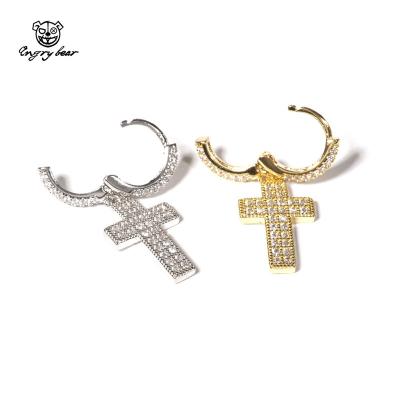 China TRENDY Fashion Cross Hoop Earrings Earring Gold Plated Punk Jewelry Hip Hop Cross Earrings For Women Men for sale